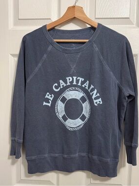 JCREW Le Capitaine Lightweight 3/4 sleeves Crewneck Sweatshirt in Faded Blue